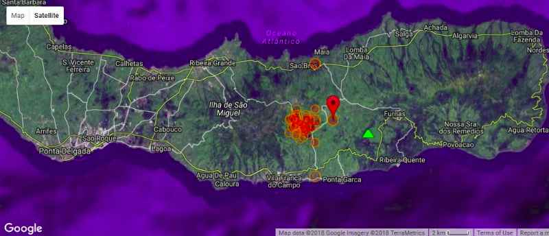 Earthquakes in Sao Miguel during the past 7 days (public domain)